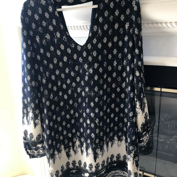 WAYF Blue Navy Border Print Women's Dress - Picture 4 of 4